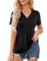 Florboom Tshirt Womens Swing Tops Summer Tunics V Neck Black 14-16