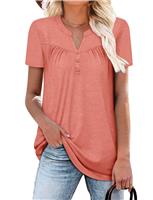 KISSMODA Womens Printed Tunic Tops V Neck Short Summer Shirts Button
