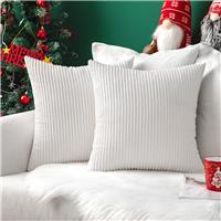 MIULEE Set of Christmas Striped Corduroy Square 2 18x18 45x45cm White