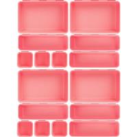 Plastic Drawer Organizer Set, Desk Drawer 16PCS Interlocking (Pink)