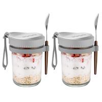 Overnight Oats Jars Container with Lid And oz Mason 2-Pack Spoon,10