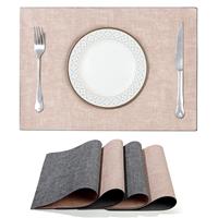 fanquare Leather Placemats Sets Rectangular PU 4, Black 43cm x 30cm
