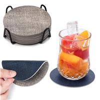 Chitomars Coasters, Dual Sided Leather Coaster for Faux Glass Blue,