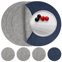 Myir JUN Leather Placemats and Coaster Set of Table Mats 4, 4, Blue)