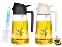 Olive Oil Axim Bottle,2 1 Cooking,17oz/500ml Glass (2 Pc,Black+White)