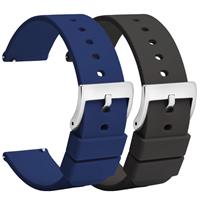 Silicone Watch Straps Quick Release - Soft Rubber 18mm Black Blue