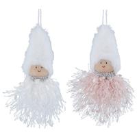 Gisela Graham 24 x Pink/White Pom Pom Girl w Wooly Hat Dec, 2as