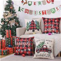 Snylcce Set of Christmas Series Pillow Covers - Cotton 4 18x18 Inches