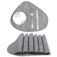 fanquare Grey Leather Placemats for Round Table, Faux 42.5 34 cm 6