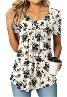 Netsmile Womens Summer Casual Short Sleeve Shirt for Leggings White