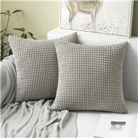 MIULEE Set of Decorative Corduroy Grey 2 20x20 Inches, 50cm x 50cm