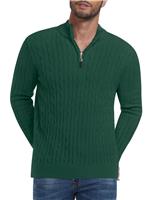 Pluslook Men's Quarter Zip Sweater Slim Fit Thick Mock Neck XXL, Green