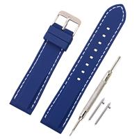 VINBAND Silicone Watch Band 4 (18, 20, 22, 24mm) (24mm, Blue)