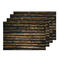 Shrahala Brown Wood Vintage Placemats, Abstract Bamboo 4 (12 x 16