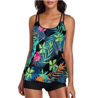 HANERDUN Women Flowy Tankini Bathing Suits Tummy Control 2PCS Green