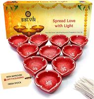 Craftsman Pc Set Clay Diya Diwali Dia with Cotton Wicks for Puja 10