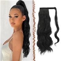FESHFEN Long Wavy Ponytail Body Wavy Wrap Around Hair Extensions 60cm