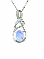 Natural Moonstone Pendant - Modern Swirl-Inspired 45cm (White)