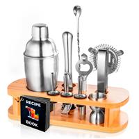 Cocktail Shaker Set with Bamboo Stand - Cocktail 550mL 12pc Making