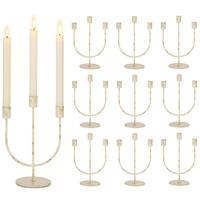 Sziqiqi Candlestick Candle Holders Candelabra - Shabby 10Pcs 3-Arms