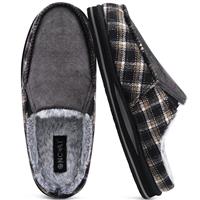 ONCAI House Slippers for Men, Orthotic Arch Support Warm Faux Black 13