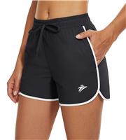 TACVASEN Sports Shorts Women High Waist Running Shorts Hiking Black