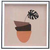 Gisela Graham 4 x Bowl & Monstera Blk. Framed Print, Square