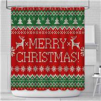 AIBIIN Merry Christmas Shower Curtain New Year Deer 180x180cm Xmas 12