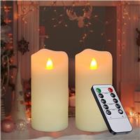 Yme Flameless Candles with Remote, LED Ivory Pillar Candles 2pcs Wax