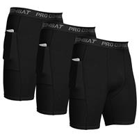 HYCOPROT Men's Compression Shorts with Phone Pockets Spandex ?Black,