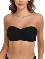 ANGOOL Strapless Push Up Bra Wireless Padded Invisible Bandeau Black,