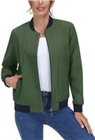 MAGCOMSEN Lightweight Jacket Women Soft Bomber Jackets Womens Green XL