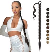 FESHFEN Long Braided Ponytail with Hair Tie, inch Ash Extension 30