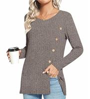 HOTGIFT Womens Lounge T-Shirt Long Sleeve Loungewear Tops 2024 Large