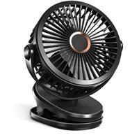 Pecco Desk Fan, Clip on Fan for Pram Rechargeble 5000mAh 4 360 Black