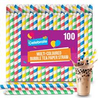 Colourful Bubble Tea Straws | & Thick 100pk 21cm Large Drinking Large