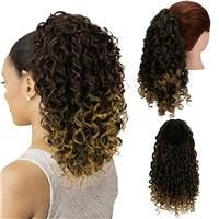 ZAIQUN Afro Kinky Curly Ponytail Extension Extension(14Inch,Blonde)