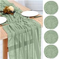 Teruntrue Packs Sage Cheesecloth Table Runner, 4 Green 10Ft 80*300cm)