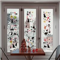 PLIGREAT Sheets Cute Cat Paw Prints Window Clings, 9 Black Glass