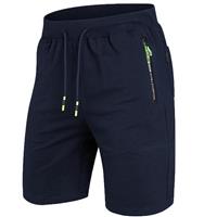 Mens Shorts Summer Gym Sports Cotton with Zip Pockets ZOXOZ Blue