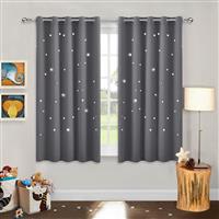 PONY DANCE Grey Curtains for Kids - Bedroom Eyelet Blackout 54 2 66