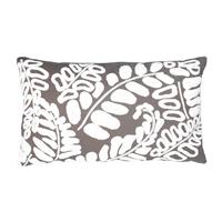 Gisela Graham 2 x Grey & White Crewel Work Rect. Cushion w Pad