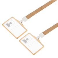 sourcing map Badge Holders Horizontal Aluminum ID 9.2x6.5cm Gold 2