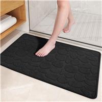 COLOR&GEOMETRY Rubber Backed Bath Mat Non Slip Thin 40 x 60 cm, Black