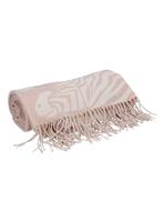Gisela Graham 2 x Pink/Cream Jaquard Zebra Tassel Throw