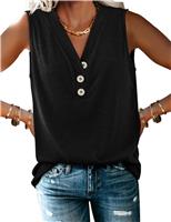 Beluring Vest Tops for Women Casual Summer V Neck Sleeveless Black