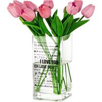 Gifts for Girlfriend Flower Vase: Hewory Square Vase Glass 1pcs