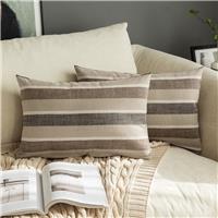 MIULEE Linen Cushion Covers Stripe Throw Pillow 16x24inch 40x60cm 2