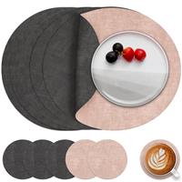 Myir JUN Leather Placemats and Coaster Set of Table Mats 6, 6, Pink)
