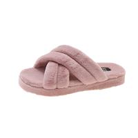 MACHSWON Women's Cross Band Slippers Soft Faux Sliders(Pink, 5.5)